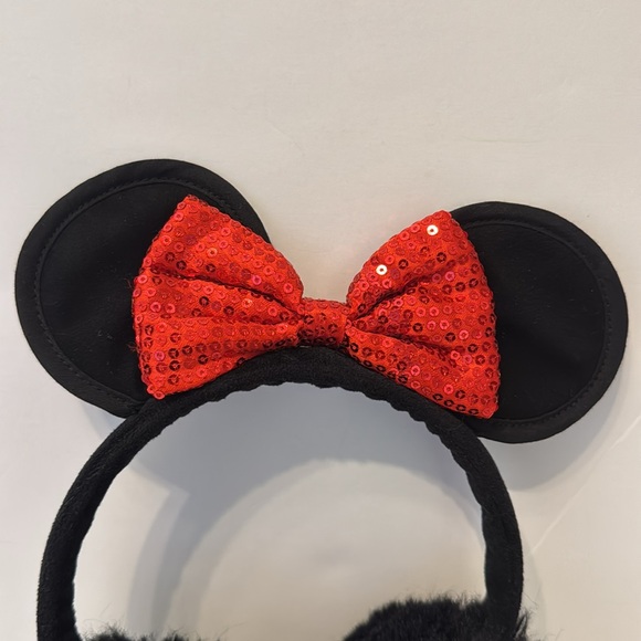 Minnie Mouse ear muffs with red sequin bow - Picture 2 of 5